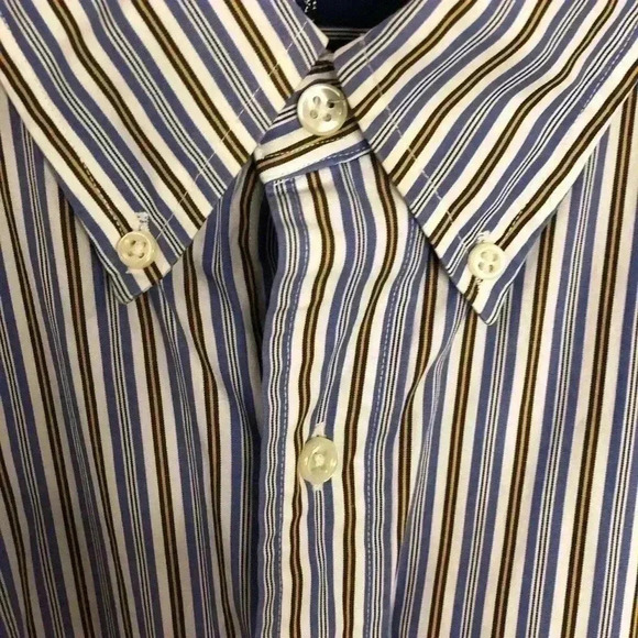 Ralph Lauren Mens 3XB Button Down Dress Shirt Blue and White Striped - Picture 3 of 6